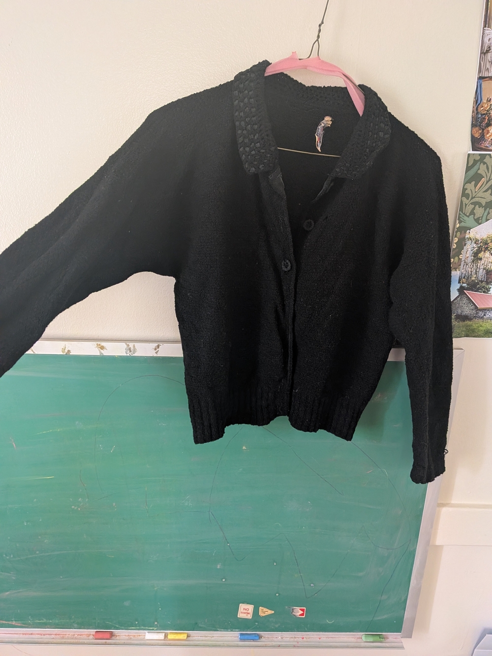 1950s Vintage Kimberly Black Button-Up Women's Sweater Cardigan Wool Cropped